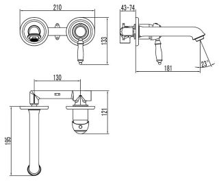 Встраиваемый смеситель для раковины Lemark Villa LM4826B с донным клапаном бронза